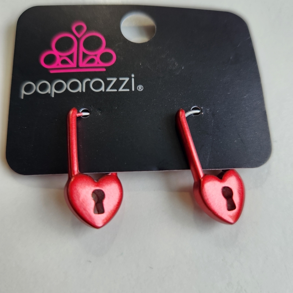 Paparazzi Shiny Red Heart Earrings